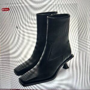 Zara square toe heeled black boots